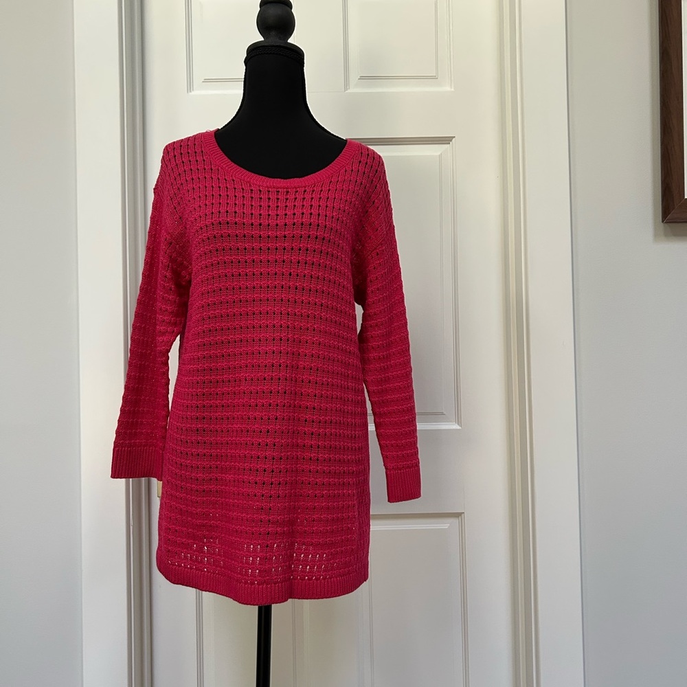 Talbots Fuchsia Open-Knit Sweater. NWT
